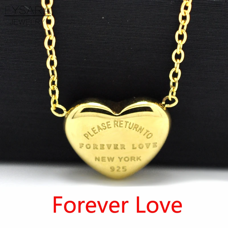 FYSARA Couple Forever Love Letter Short Necklace For Women Heart Key Pendant Necklace Stainless Steel Statement Clavicles Collar