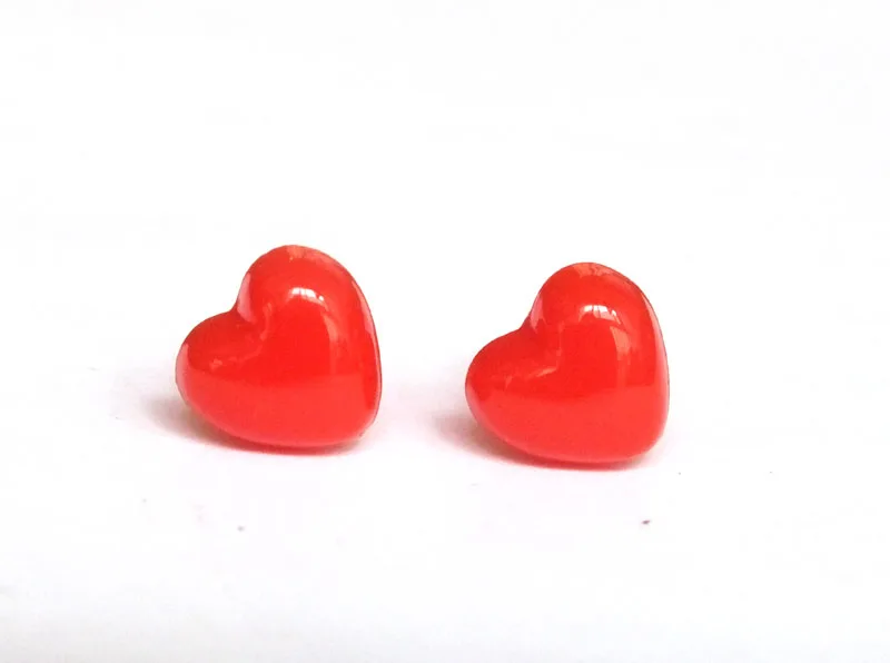 10mm vermelho coração forma plástico brinquedo de segurança narizes & arruela para diy boneca descobertas