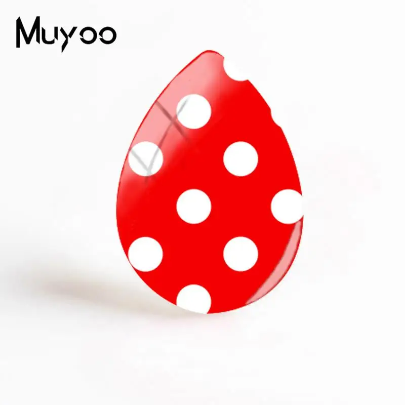 2018 New Red Polka Dot Jewelry Colorful  Polka Dots Tear Drop Glass Cabochon Handmade Cabochons Gifts Women