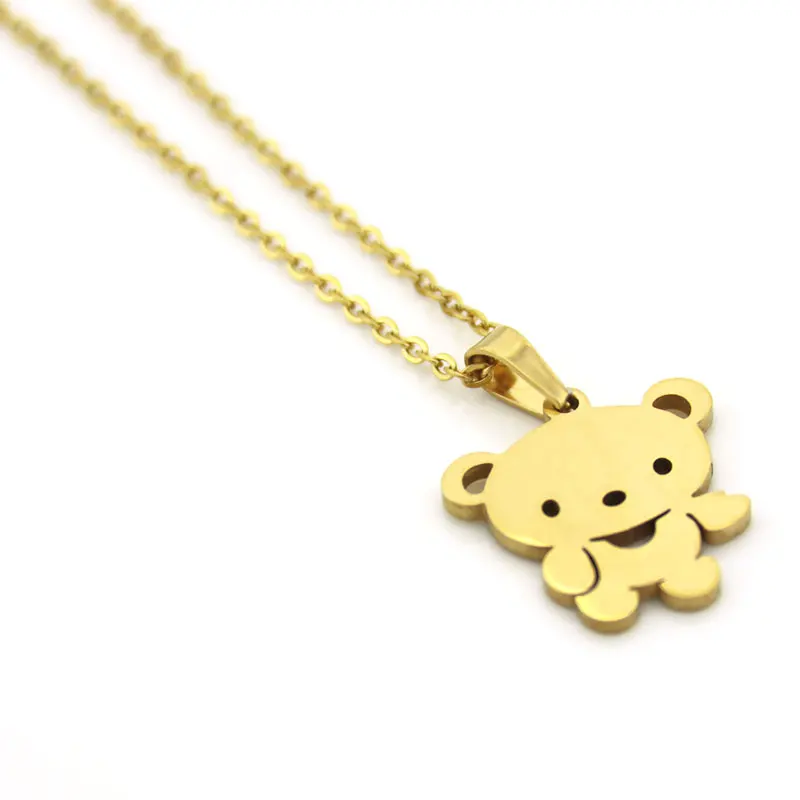 1 مجموعة مجوهرات من صلب لا يصدأ مجموعة ليتل تيدي بير قلادة أقراط المصوغات مجموعات النساء الاطفال مهرجان هدايا #3