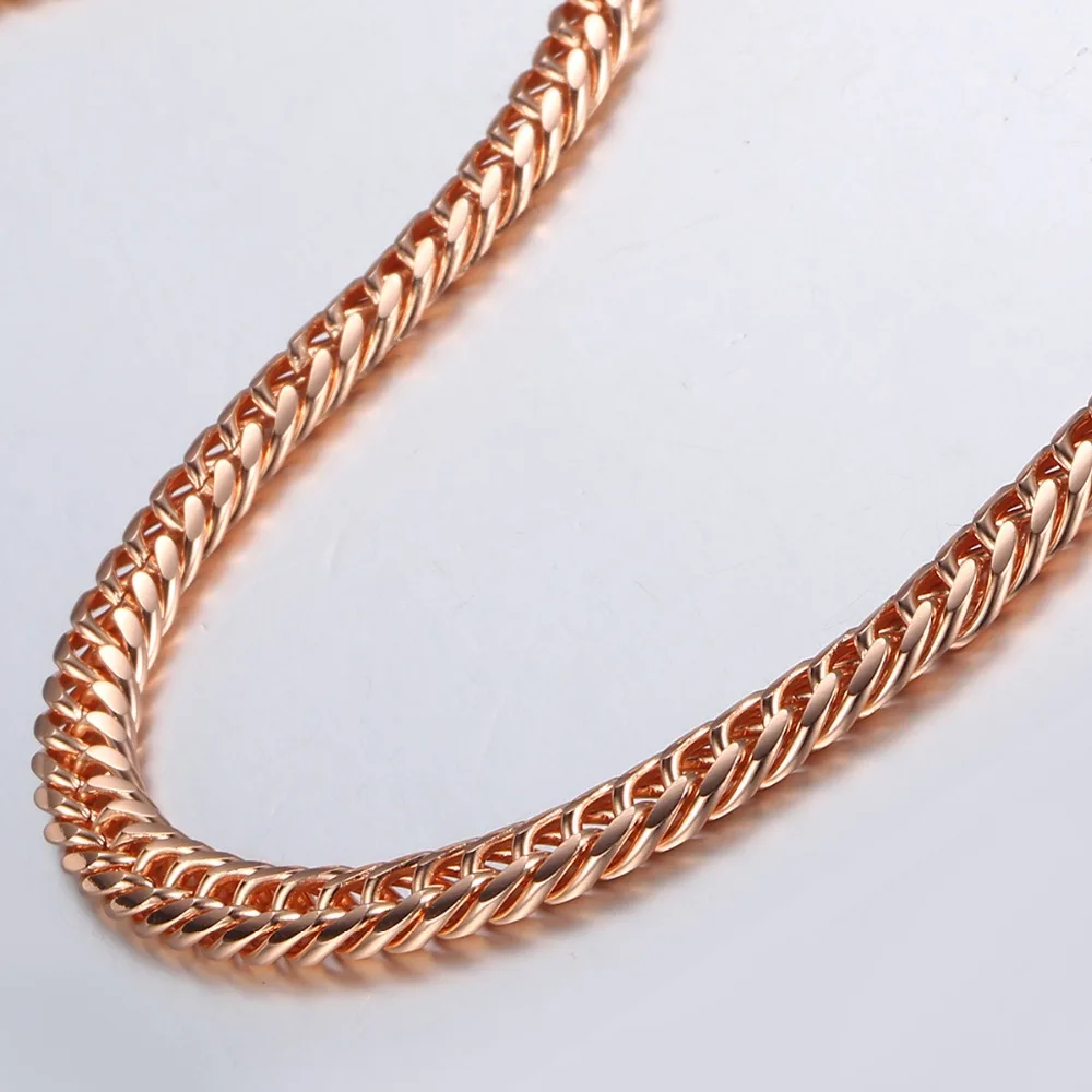 5mm Necklace for Women Men 585 Rose Gold Color Curb Cuban Link Chain Necklace Wholesale Jewelry Party Gifts 45cm-60cm GN162