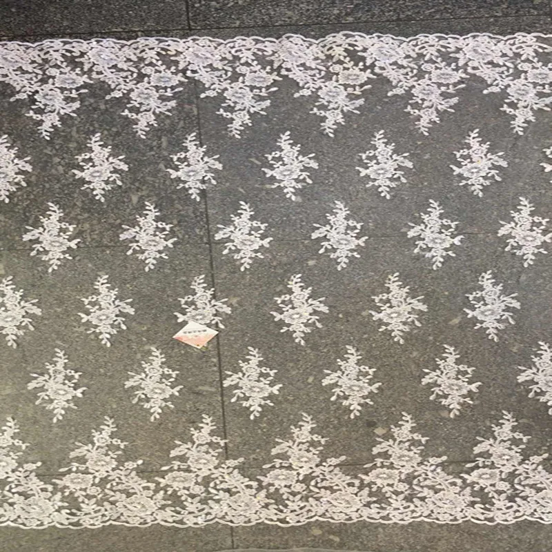 

125-130cm mesh base polyester embroidery plain white lace fabric,TYD190628a