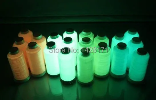 Free shipping!! hot selling 10 pcs glow in the dark thread with 5 popular colors 1000m/cone home machine embroidery thread