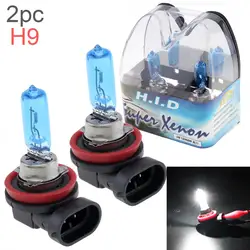 2 Stück 12V H9 65W 6000K Universal Weißes Licht Superhelle Auto Xenon-Halogenlampe Auto Frontscheinwerfer Nebelscheinwerfer