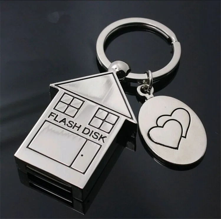 Custom logo USB 2.0 Cute Metal House Shape USB Flash Drive 8GB 16GB 32GB 64GB Usb Memory Stick Pendrive Gift