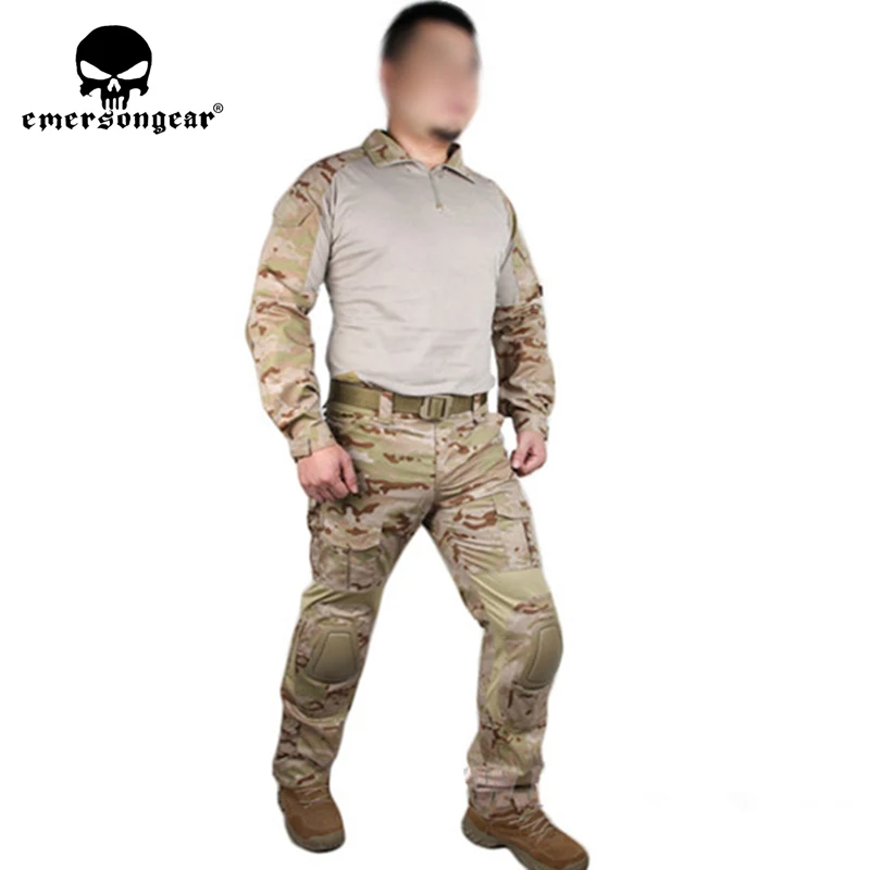 EMERSON-Combat Uniform do treningu Airsoft, koszula i spodnie garnitury z nałokietnikami i nakolannikami, EM6970 MC i MCAD