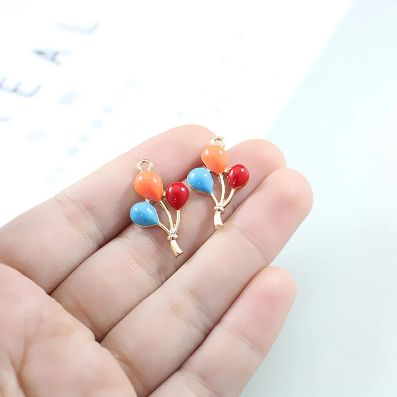 10pcs/lot Cute Ballon Enamel Charms Fit DIY multicolor Drop Oil Alloy Pendant Handmade Earring Bracelet Jewelry AccessoriesYZ121