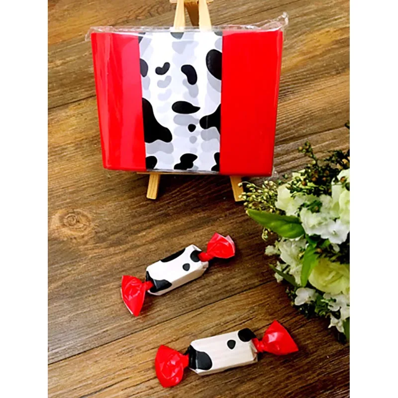 50Pcs Kawaii Cow Pattern Nougat Wrapping Paper Cute Handmade Candy Packing Bags Gift Wrappers Oil Paper For Wedding Party Decor