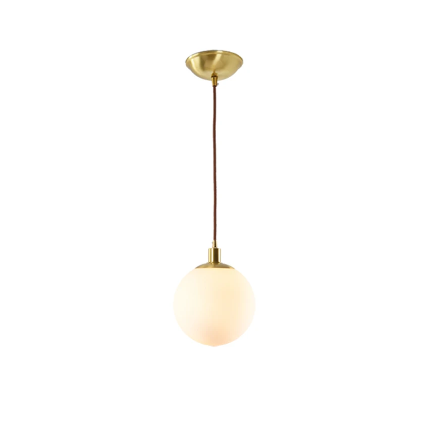 Nordic All Copper Ball Glass E27 Pendant Lights Restaurant Bar Brass Bedroom Bedside Hanging Lamps study Clothing Shop Lighting