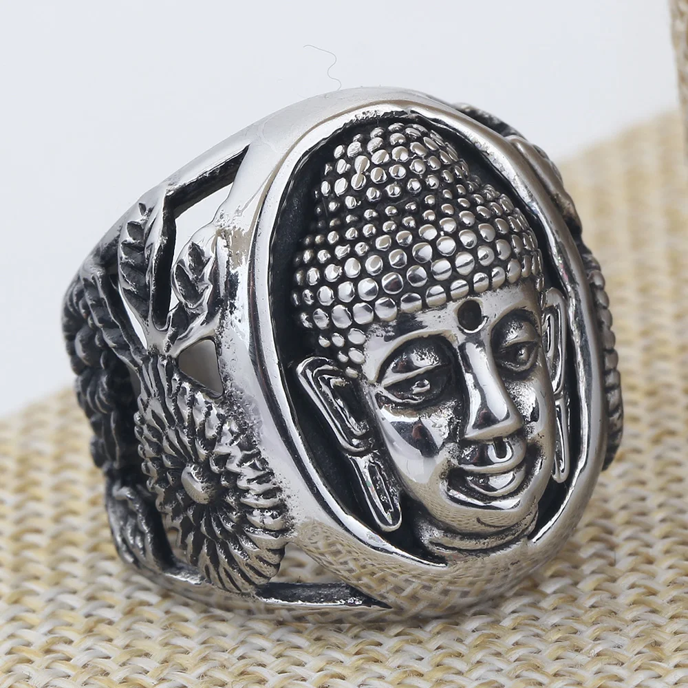 New Standard Buddha Bless Ring Stainless Steel Buddhism Jewelry Rings Wholesale Price