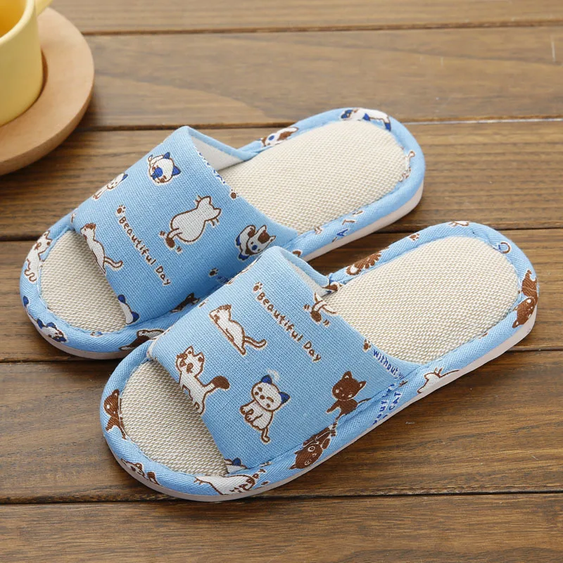 Kocotree Girls Slippers Summer Flip Flop Children's Sandals Cartoon Aircraft Boys Home Slippers kids Breathable flax slippers