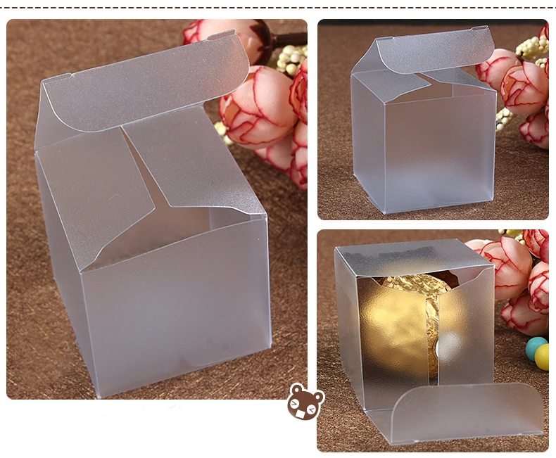 50pcs 4*4*4cm Frosted Pvc Box Plastic Clear Box Wedding Gift Boxes For Jewellery Candy Packaging Display Boxes Diy Cases Storage