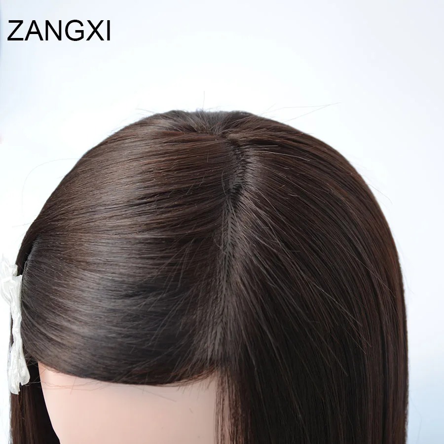 Cabeza de maniquí sintético para trenzas, cabeza de pelo marrón, peinados, maniquí femenino para peluquería, cabeza de entrenamiento