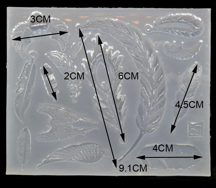 Transparent Silicone Mold for jewelry Feather charms pendant Resin Silicone Mould handmade tool UV epoxy resin molds