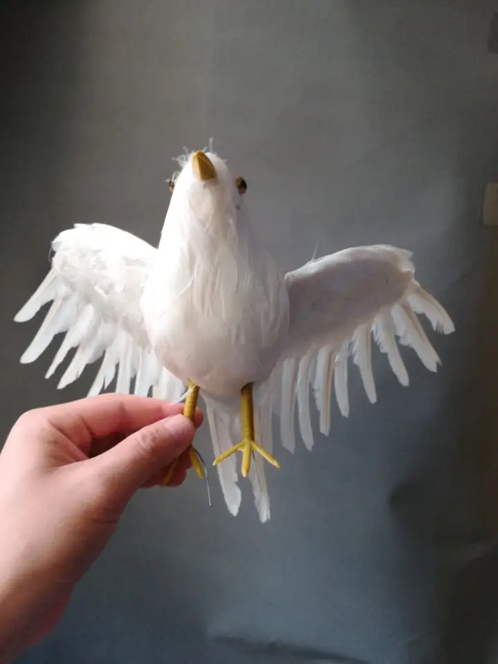 

real life Bird white feathers peace bird about 32x48cm spreading wings dove ,home garden decoration filming prop gift h1355