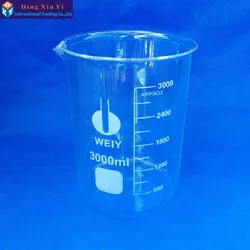 1 pz 3000ml bicchiere di vetro forniture di laboratorio laboratorio di chimica bicchiere trasparente in vetro borosilicato addensato con beccuccio