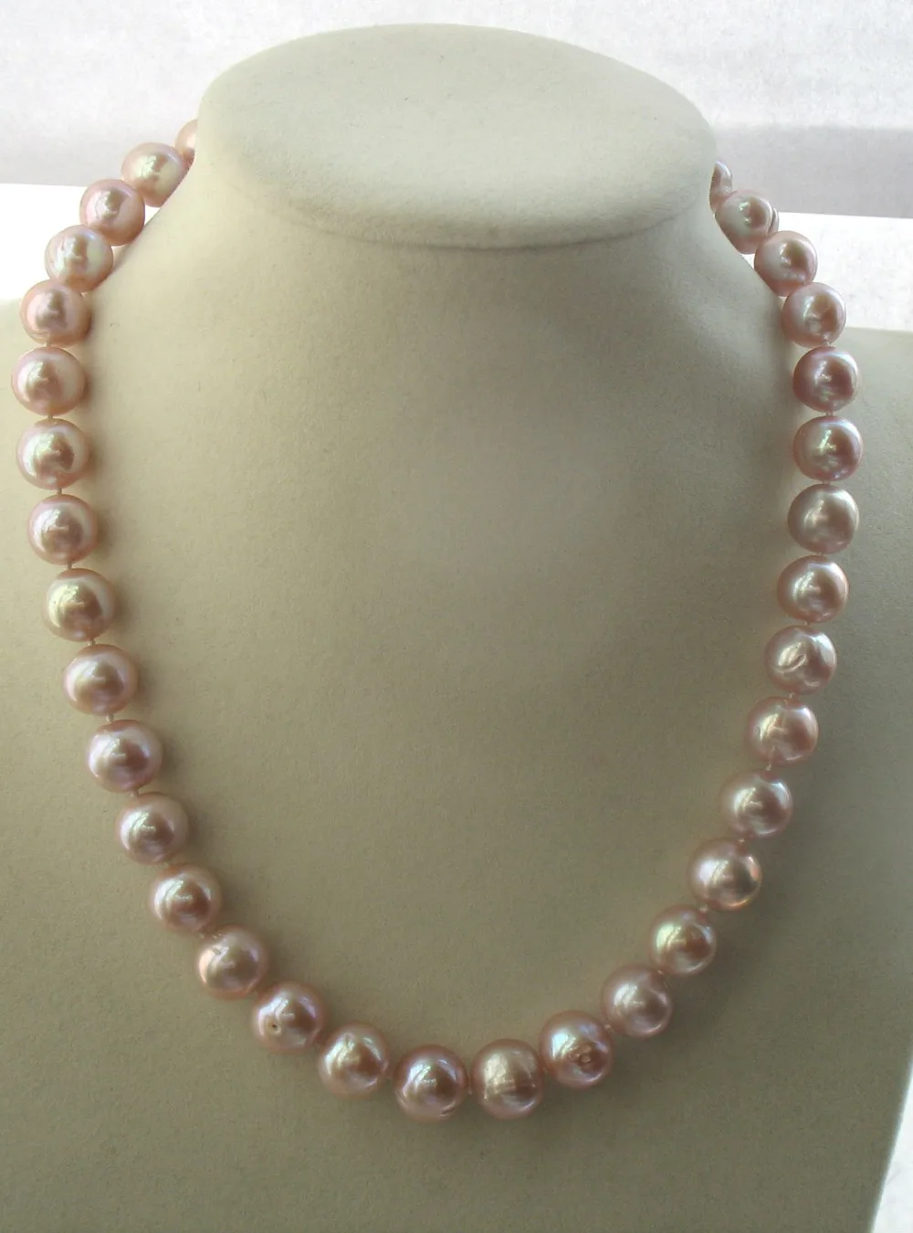 

freshwater pearl pink purple near round 9-10mm necklace 17inch FPPJ wholesale beads nature