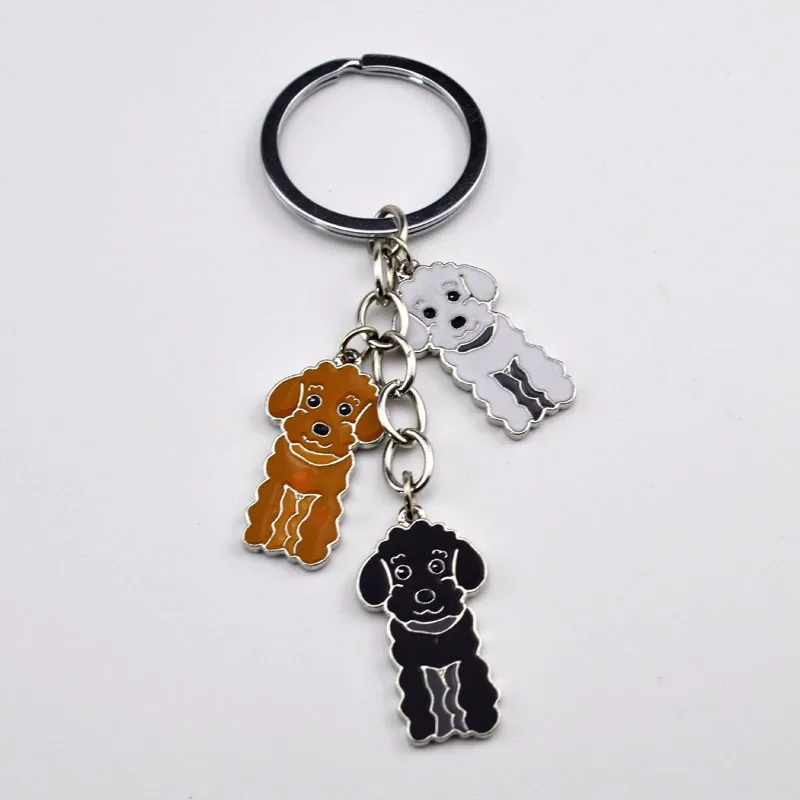 3 Color Poodle Car Key Chain Teddy Dog Key Ring DIY Pet Tag Keychains Fashion Jewelry Pendants Gift To Best Friend Drop Shipping