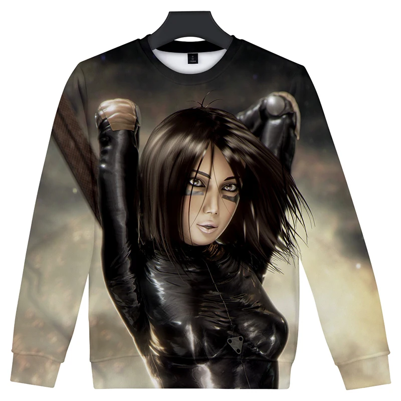 Alita Battle Angel 3d Hoodies Pullover Fashion Men Women Capless Sweatshirt Casual Long Sleeve Round Neck 3D Hoodie Clothes Tops