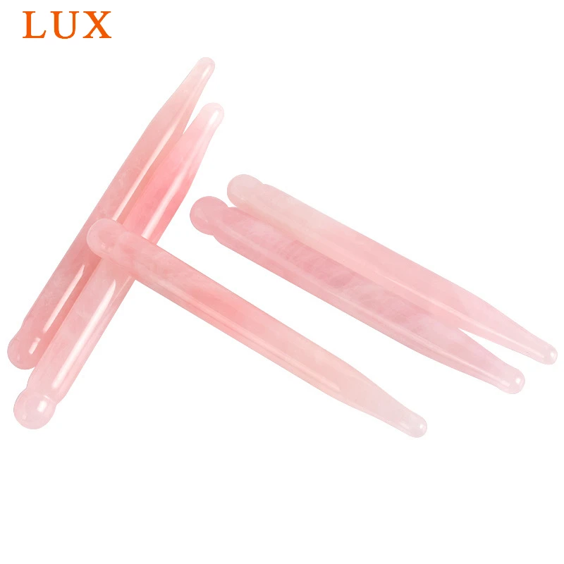 Natural Rose Quartz Massage Tool, Crystal Wand Body Gua Sha Point Stick, Reiki Healing Stone Face Relaxing Tool