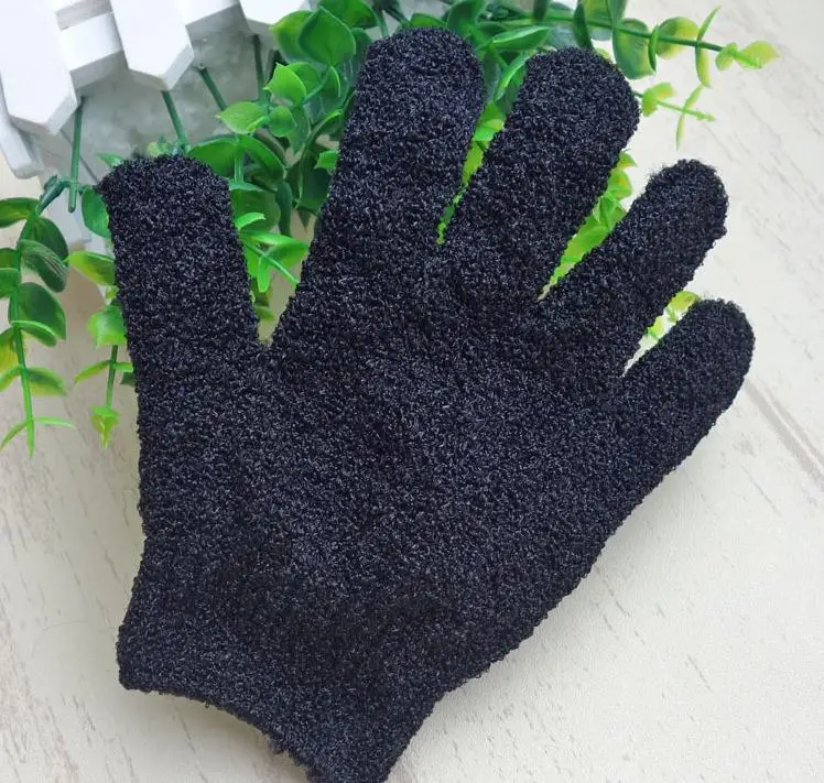 

Color Black Peeling Glove Five Fingers Exfoliating Bath Mitts Paddy Soft Fiber Massage SN527