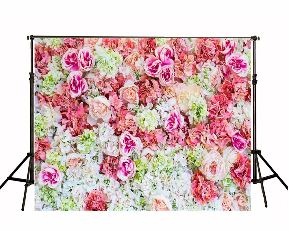 

VinylBDS 300x300cm Valentine's Day Background Photograph Pink and White Rose Photography Backdrops Valentine Romantic Background