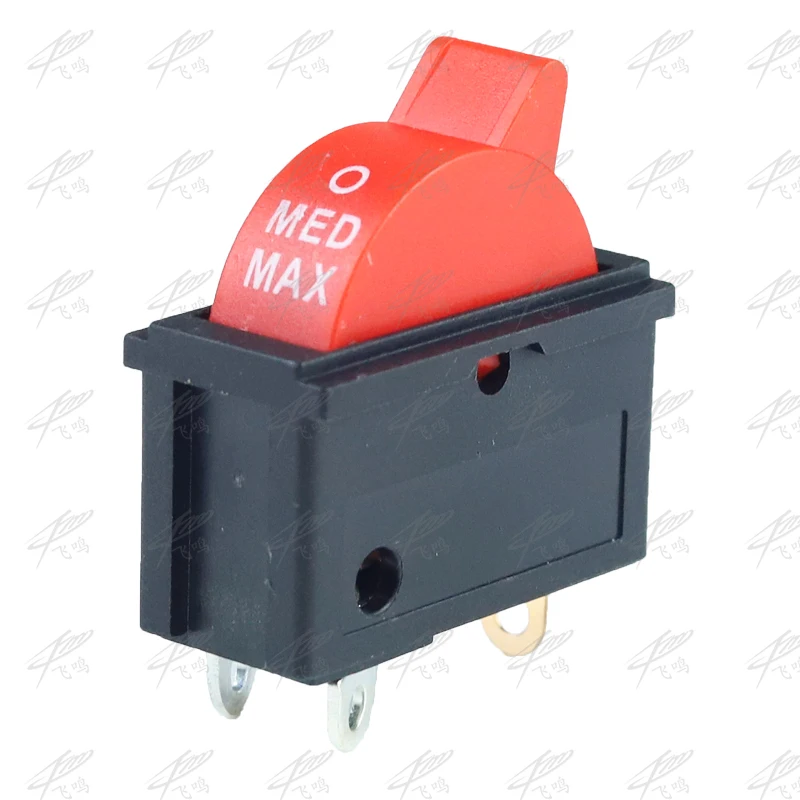 3ポジションコントロールスイッチ,2個,10a,250v,黒と赤,コントロールボタン,ヘアドライヤー用3ピン,KCD16-103