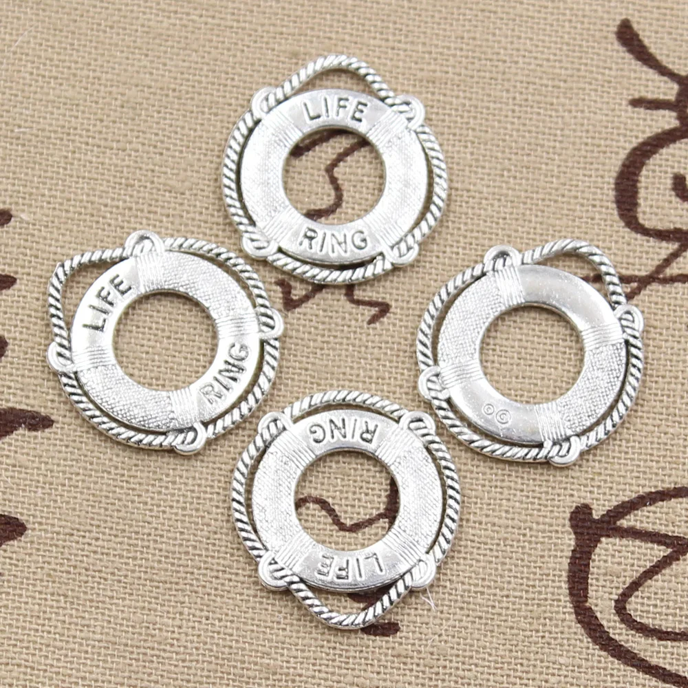 10pcs Charms Life Ring Lifebuoy 23x22mm Antique Making Pendant fit,Vintage Tibetan Bronze Silver color,DIY Handmade Jewelry