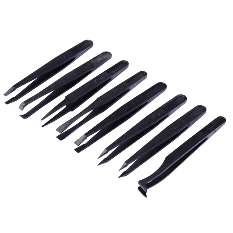 8Pcs/Lot Electronic Tweezers Kit ESD Plastic Anti-static Forceps For iPhone Tablet PCB Repair Hand Tools Set Pinzas