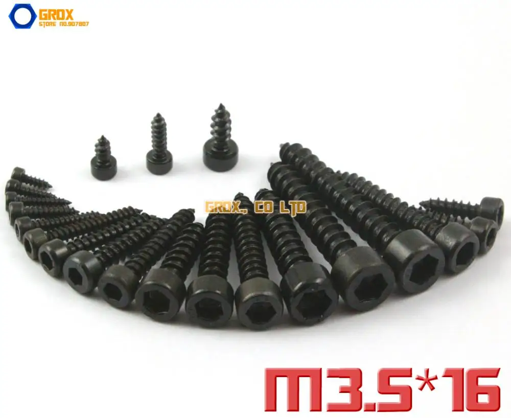 

100 Pieces M3.5 x 16mm 8.8 Grade Alloy Steel Hexagon Socket Cap Head Self Tapping Screw Model Screw