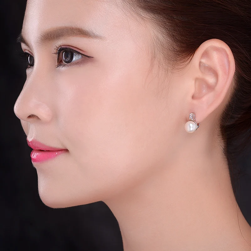 Sinya Freshwater Pearls Earring  925 Sterling Silver Euro English Lock Fine Jewelry New And Hot Hoop Earrings for Women Ladies