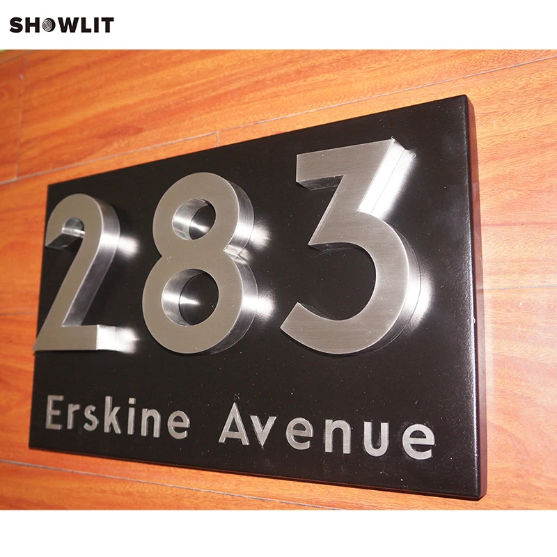 Silver Metal Wall Mounted 3D Metal Numbers Black Background