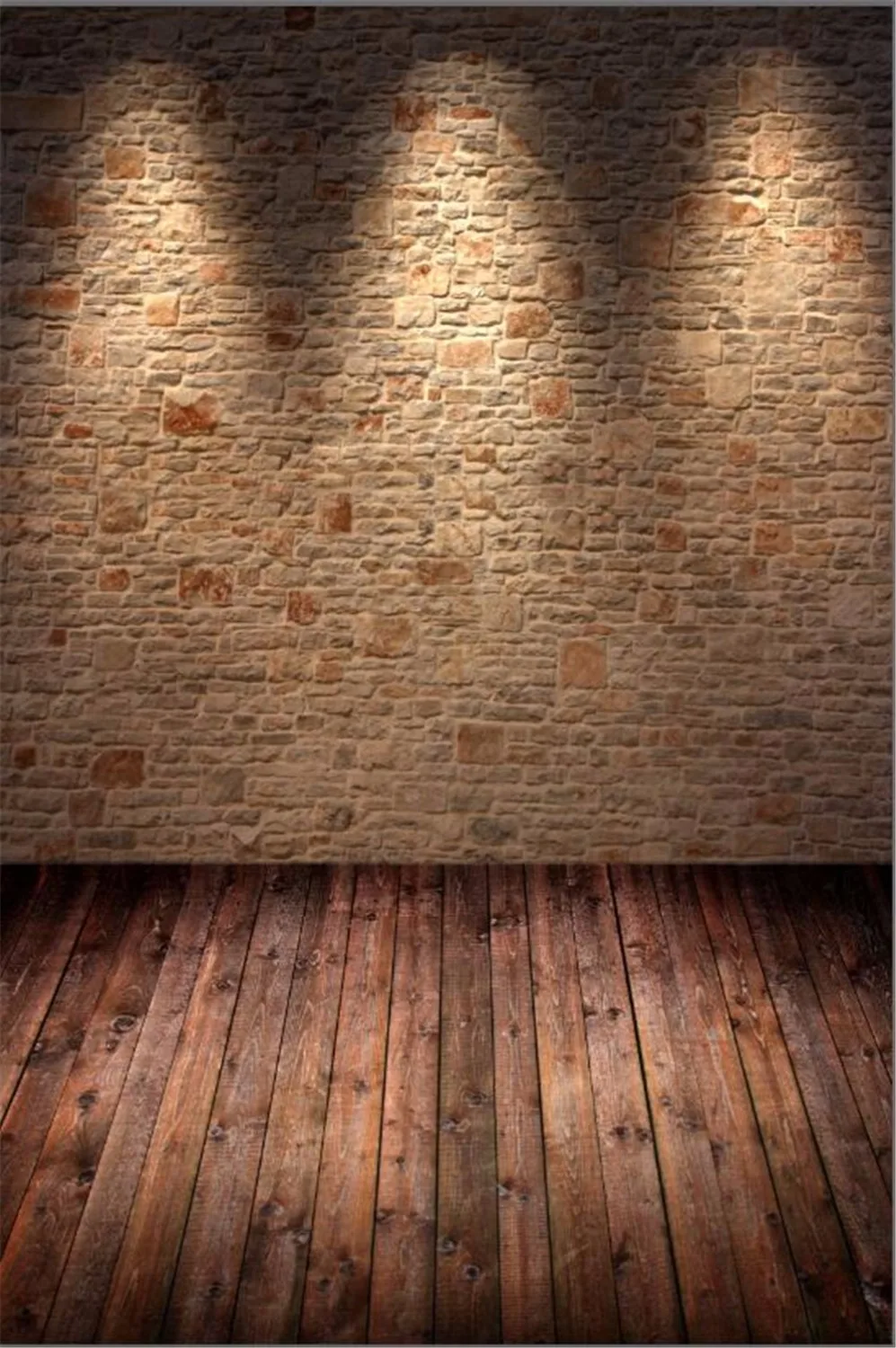 Vintage Brick Wall Photography Backdrops Brown Wooden Floor Printed Light Indoor Wedding Photo Booth Background for Studio image 2