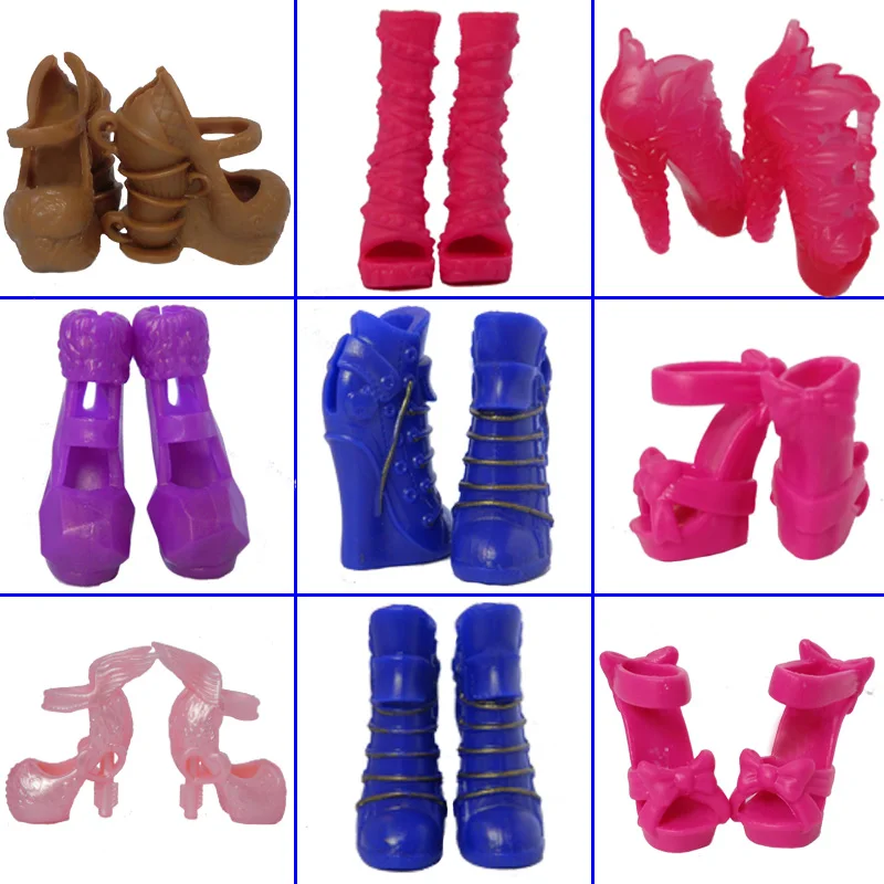 10pairs/lot Mix Style Fashion Design Shoes High Heel Shoes For Monster High Dolls Sandals For 1/6 Monster Dolls
