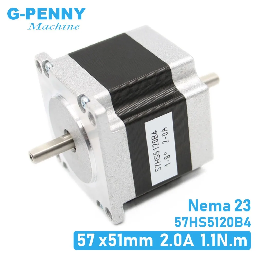 G-PENNY NEMA23 stepper motor dual shaft 57X51mm 2.0A 1.1N.m stepping motor 157Oz-in double shaft Nema 23 CNC for 3D printer