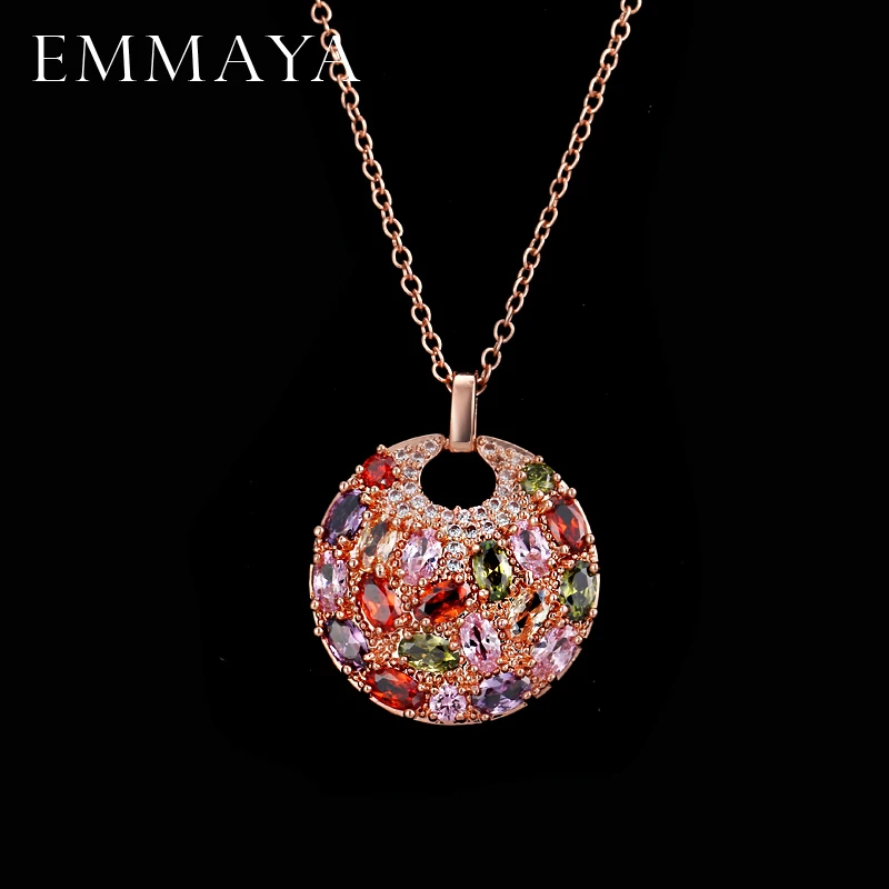 EMMAYA Multi Colors Prongs Setting Cubic Zirconia Necklaces AAA CZ Pendant Necklace Wholesale Price