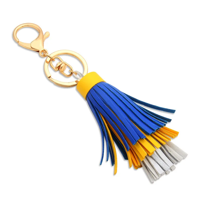 Bag Keychain Multilayer Leather Tassel Metal Keyring Black Blue Fringe Charms Women Fashion Jewelry Gift Sleutelhanger Chaveiros