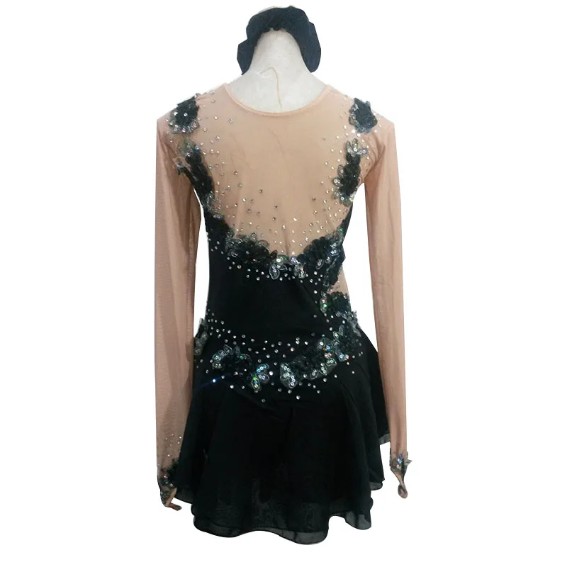 Figure Skating Clothing Black Ice Skating Dress Custome Hot Sale Girls Skating Suit Absorb Sweat Washable Spandex Dance Wear