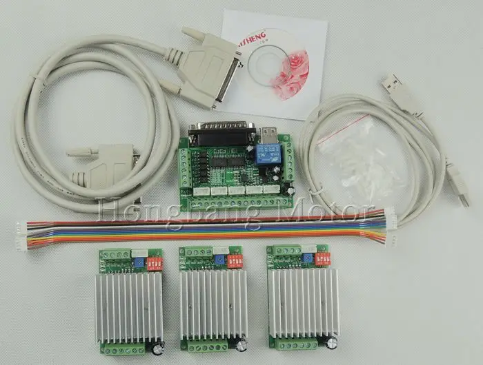 CNC Router 3 Axis Kit,TB6600 3 Axis Stepper Motor Driver Controller kit 4.5A mach3 + one 5 axis breakout board