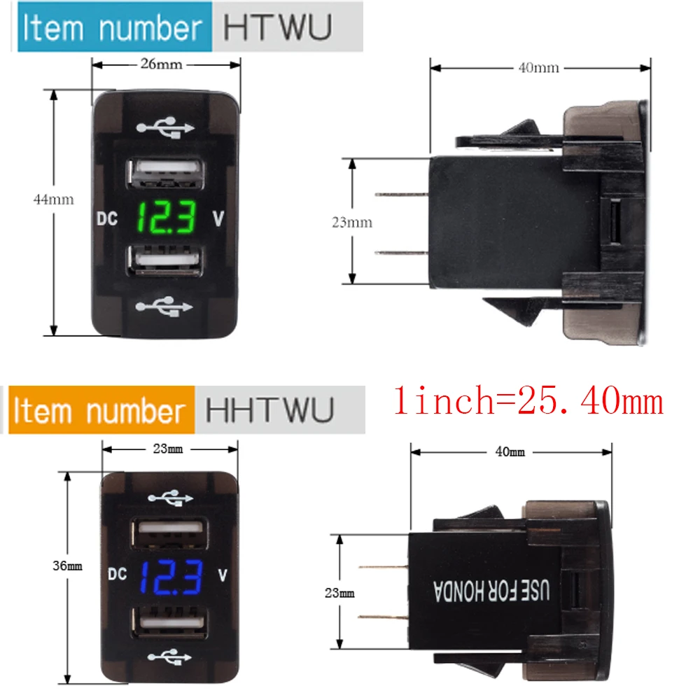 QC3.0 caricatore da 12V per telefono veloce Toma a doppia porta con voltmetro a LED adattatore per presa USB integrato per auto Usb pulsante USB per