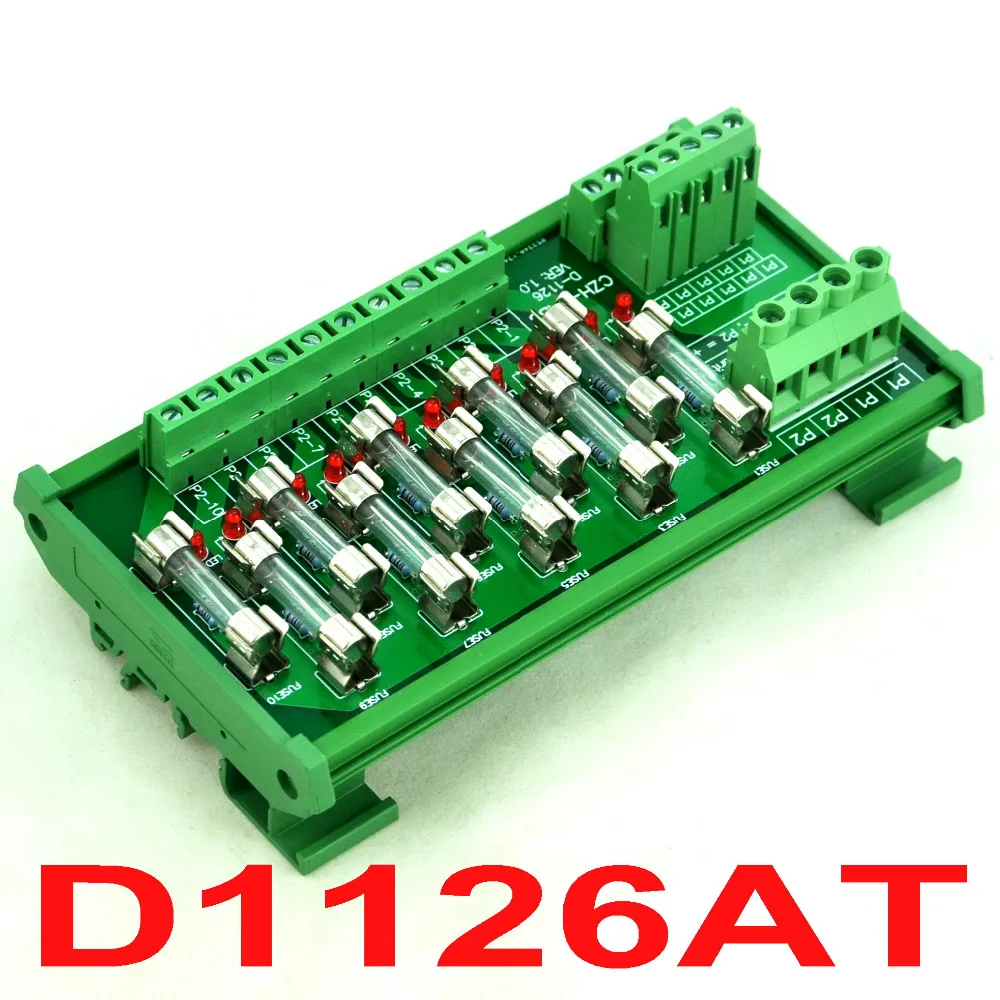 DIN Rail Mount 10 Position Power Distribution Fuse Module Board, For AC110V.