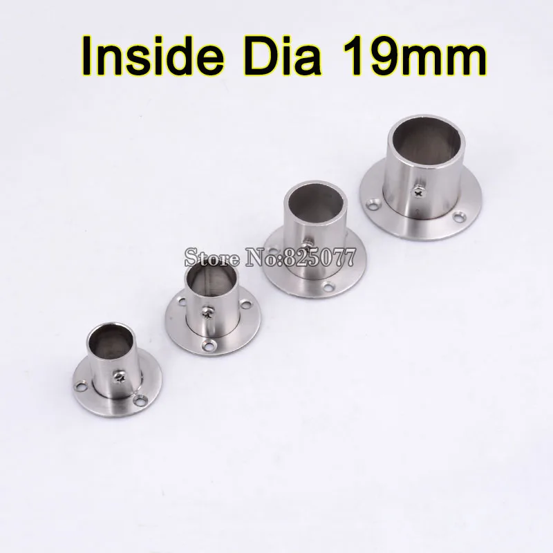 

4 PCS Stainless Steel Flange Closet Rod Flange Socket Inside Dia 19mm Pole Fixed Base Accessories KF797