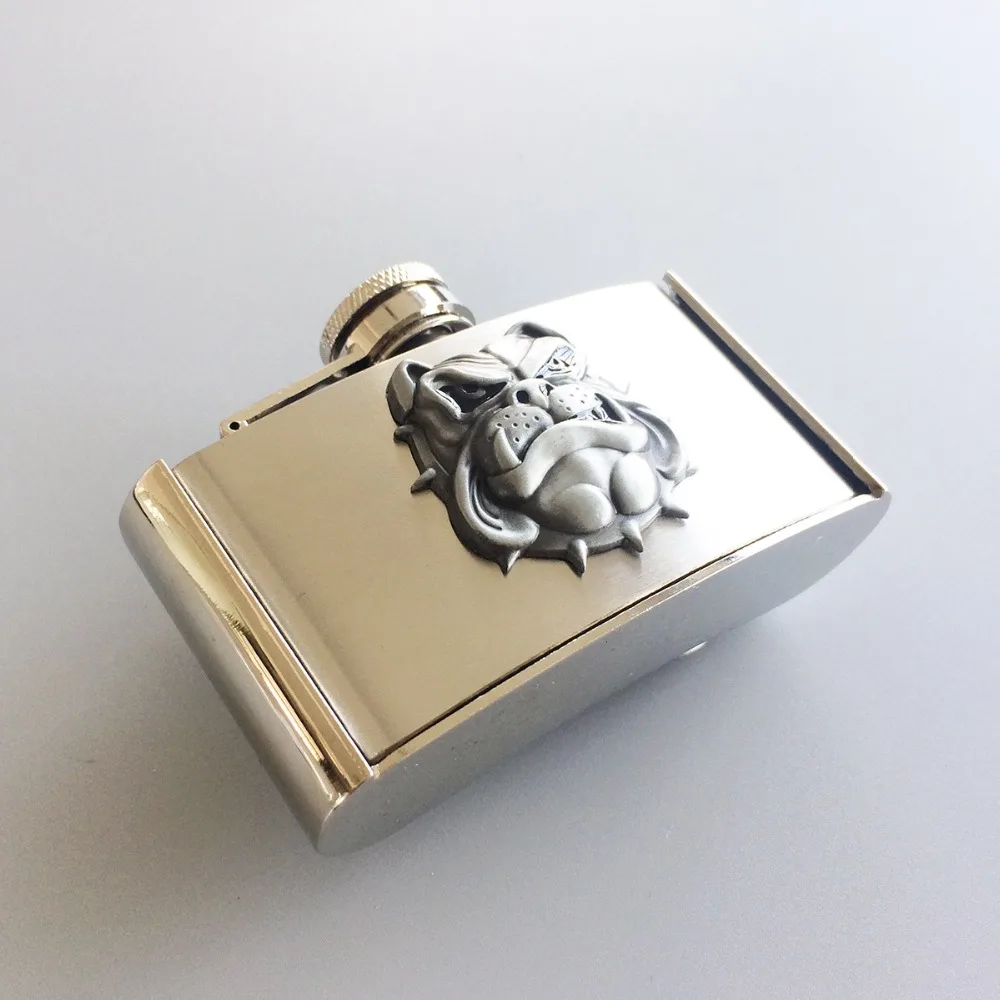 Men Belt Buckle Enamel British Bull Dog 3oz Stainless Steel Flask Belt Buckle also Stock in the US