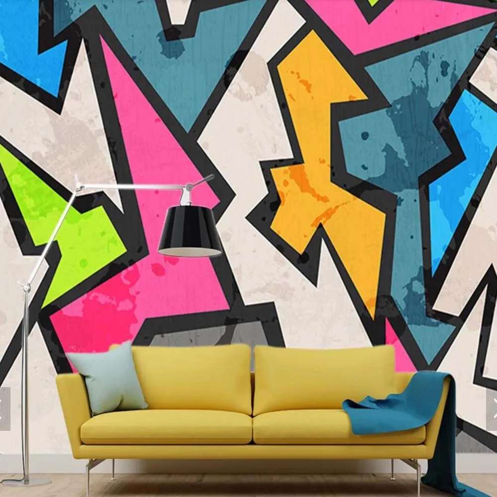 Abstract Geometry Graffiti Photo Wall Paper Large Mural Wallpaper Wall Decorations Living Room Bedroom Paper Roll For Walls 3 D