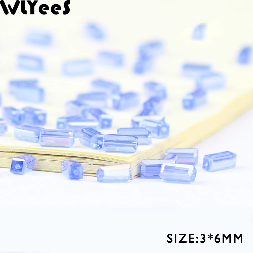 WLYeeS 3*6mm Austrian Rectangle crystal beads 80pcs Square Loose Spacer Beads for Jewelry Necklace Earrings Bracelet Making DIY
