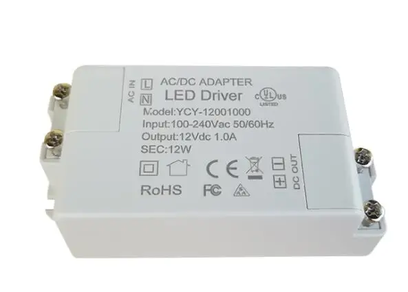 

10pieces/lot HOT SALE DC 12V Power Supply 12V LED Driver 12W AC 240V to 12V Lighting Transformer Adapter for LED Lights