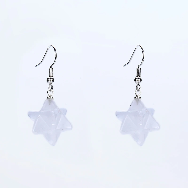 New Natural Stone Drop Earring White Pink Crystal Amethysts Lovely Merkaba Ear Hook Earrings Women Gifts Fashion Charm Jewelry