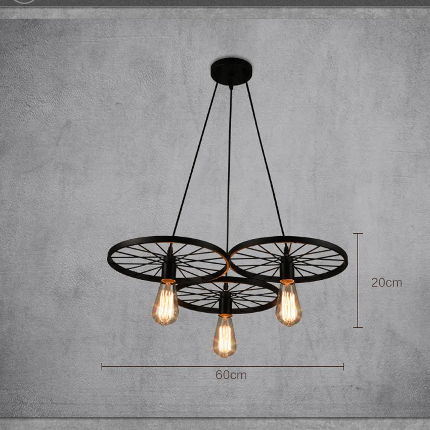 Free Shipping Loft Industrial Wheel Shape pendant lights Slack Iron Wrought Pendant Lamp Edison Pendant light