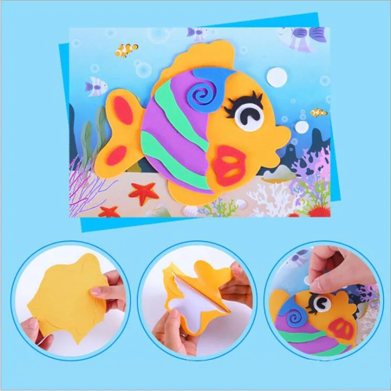 10 designs/lot DIY Cartoon 3D EVA Foam Sticker Puzzle Series Kids Multi-patterns Styles Toys for Children Birthday Gift