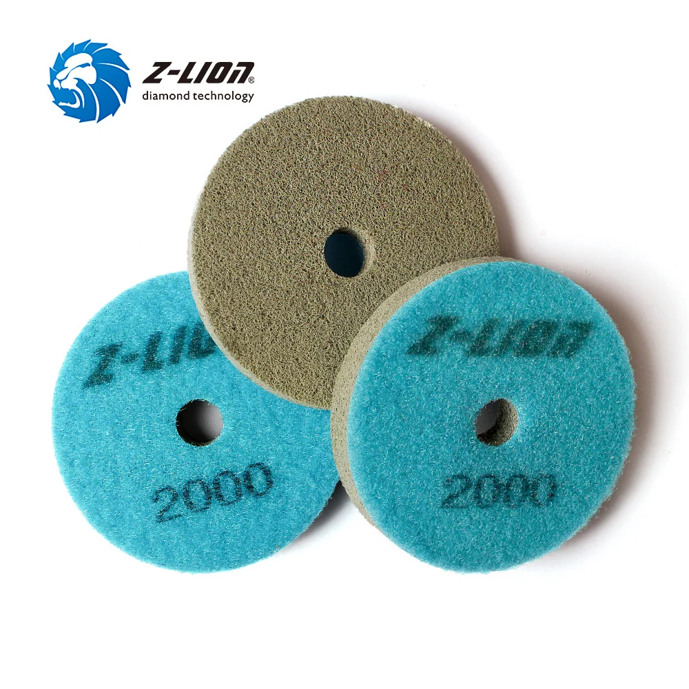 Z-LION 3 inch Diamond Sponge Polishing Pads 3 Piece Stone Marble Granite Buffing Pad Abrasive Sanding Wheel Wet Use Diamond Tool